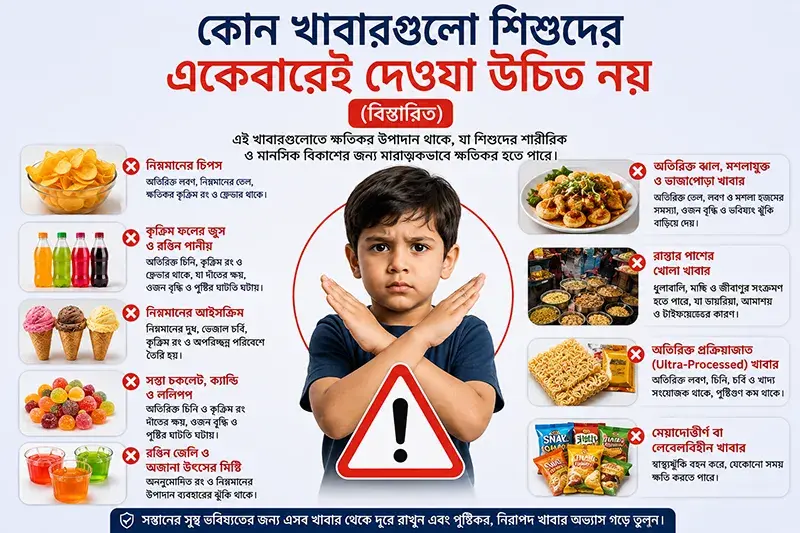কোন খাবারগুলো শিশুদের একেবারেই দেওয়া উচিত নয়?