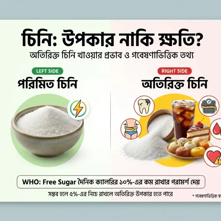 চিনি শরীরের জন্য কতটা ক্ষতিকর? চিনি খাওয়ার উপকার ও অপকার নিয়ে গবেষণাভিত্তিক আলোচনা