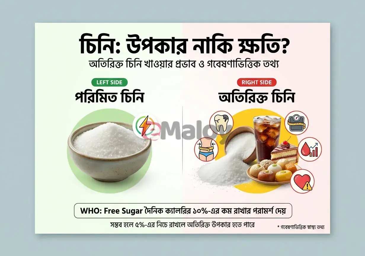 চিনি শরীরের জন্য কতটা ক্ষতিকর? চিনি খাওয়ার উপকার ও অপকার নিয়ে গবেষণাভিত্তিক আলোচনা