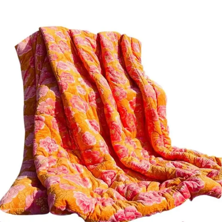 Double-Layered Korean Comforter - Soft, Warm, and Elegant - ORANGE